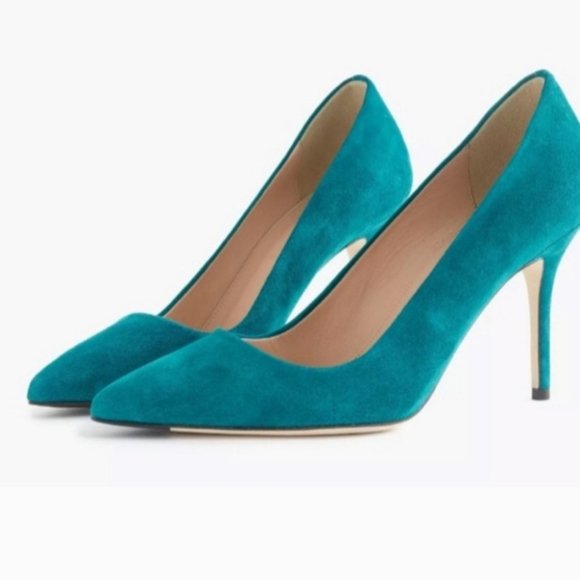 J. Crew Shoes - J. CREW | Elsie Suede Heels Pumps in Hedgerow Green Teal sz 6.5